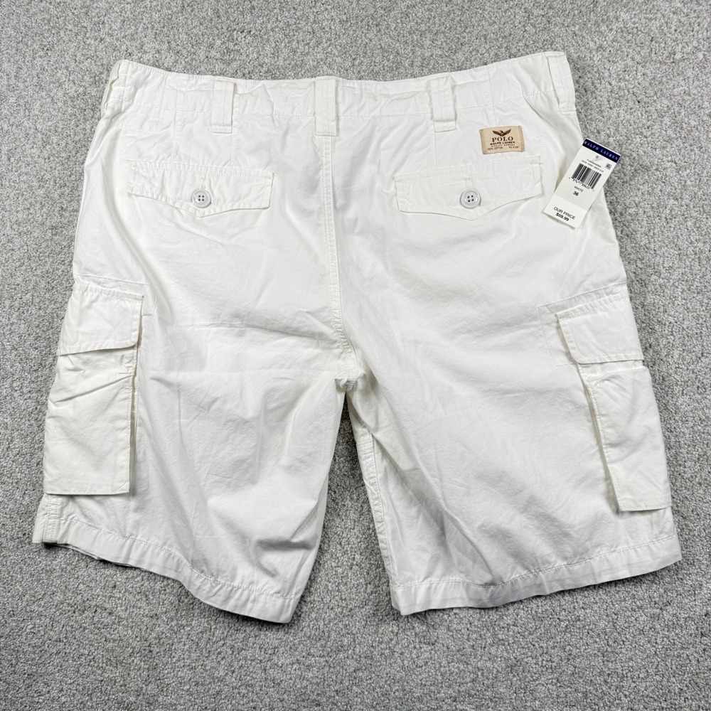 NEW Polo Ralph Lauren Cargo Shorts Mens 36 White Classic Fit Cotton Utility